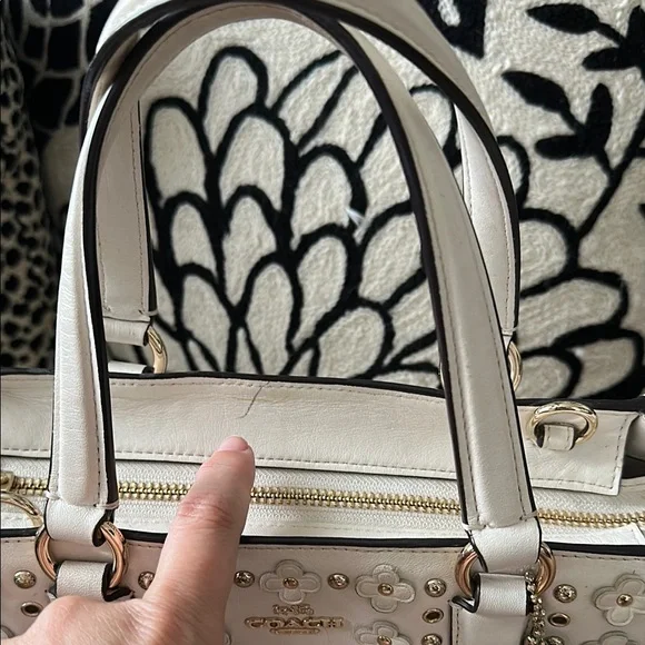 Coach Cream Floral Studded Satchel - Picture 5 of 9